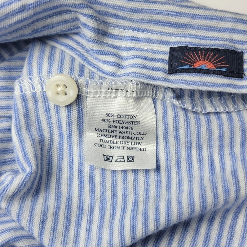 Faherty Light Blue & White Striped Long Sleeve Polo Shirt XXL - Picture 5 of 6